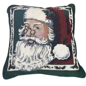 Vintage (1998) Jolly Santa Claus Holiday Tapestry Pillow